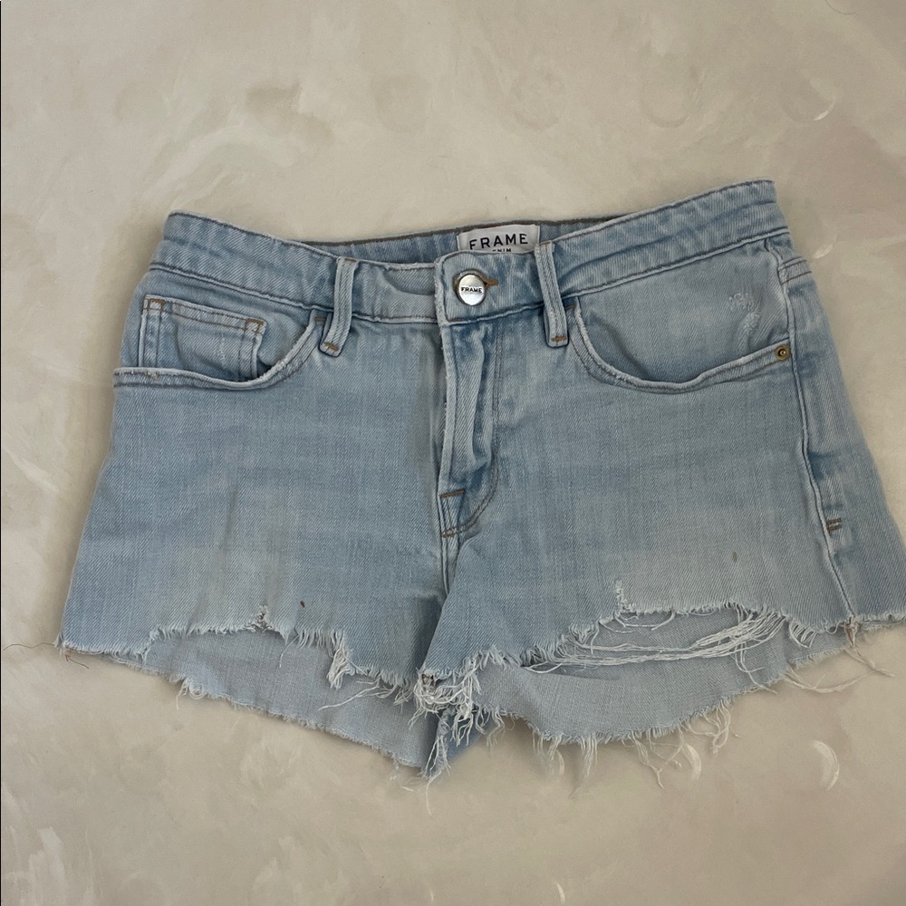 Frame Denim Le Grand Garçon Short Light Wash Jean Shorts 24